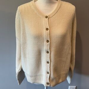JENNI KAYNE Ivory Cotton Hayes Crewneck Cardigan Size XXL (14)
